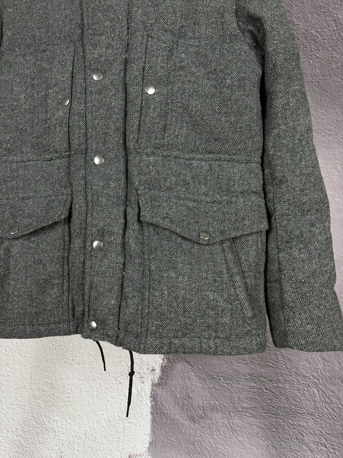 Japanese Brand Stooge & Co grey wool herringbone down puffer jacket Size US M / EU 48-50 / 2 - 6 Thumbnail