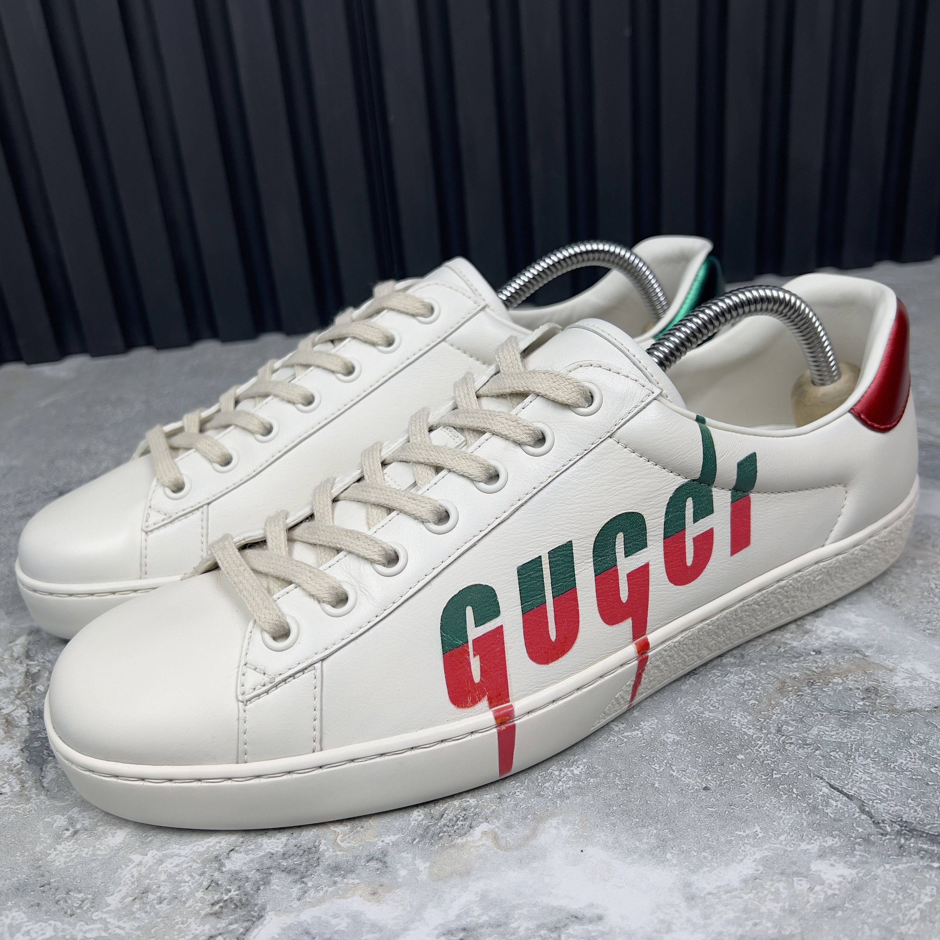 Gucci Gucci Ace Low Top Sneakers Leather Red Green Logo Size US 8.5 / EU 41-42 - 5 Thumbnail