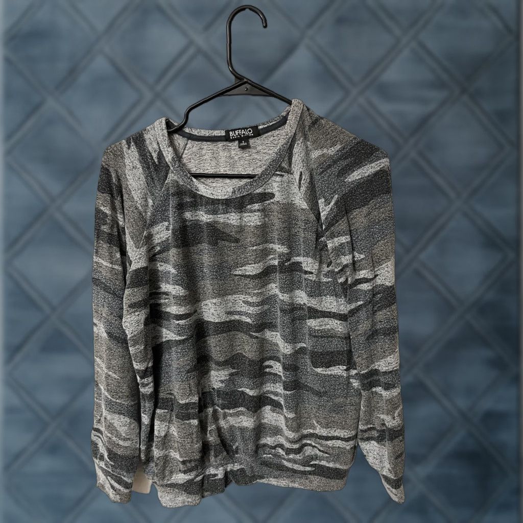 Buffalo David Bitton Buffalo David Bitton Shirt Women Camo Gray Long Sleeve Crew Neck Pullove Small Size S / US 4 / IT 40 - 1 Thumbnail