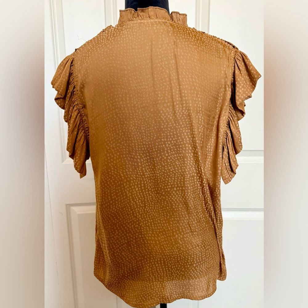 Other Beautiful Gold/Brown Ruffle Sleeve Women's Top Size M / US 6-8 / IT 42-44 - 2 Thumbnail