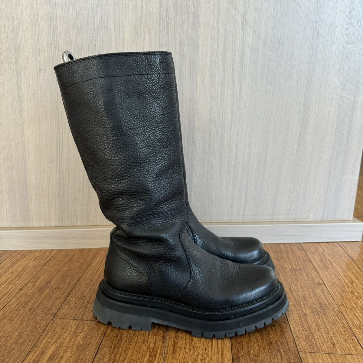 image of Ami Paris Black Ami De Coeur Riding Boots, It42 / Us9, Men's