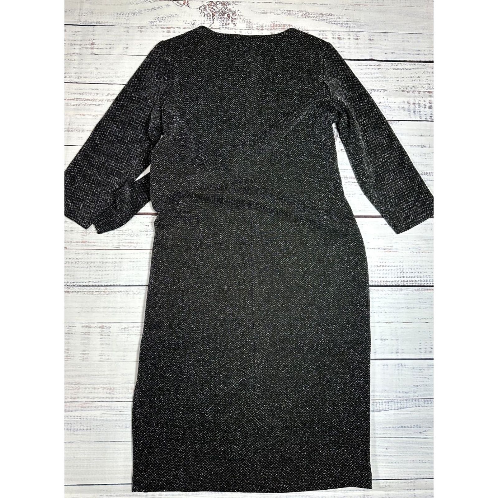 Vintage Modes Crystal Gray Sparkle Bodycon Dress Tie Front Formal Cocktail Sz S NWT Size S / US 4 / IT 40 - 3 Thumbnail
