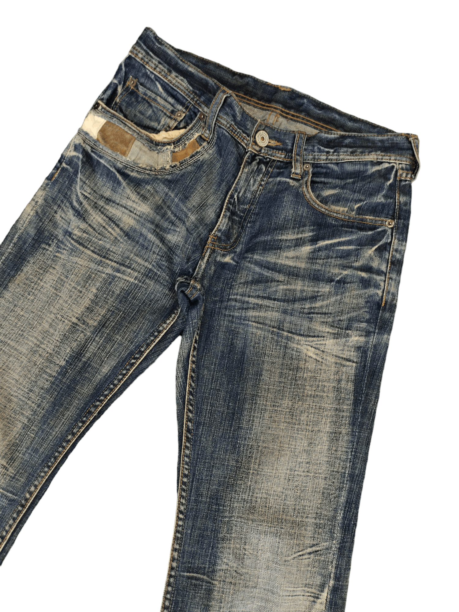 If Six Was Nine Flare Jean Different Rupert Leather Patchwork Pocket Bootcut Size US 30 / EU 46 - 14 Thumbnail