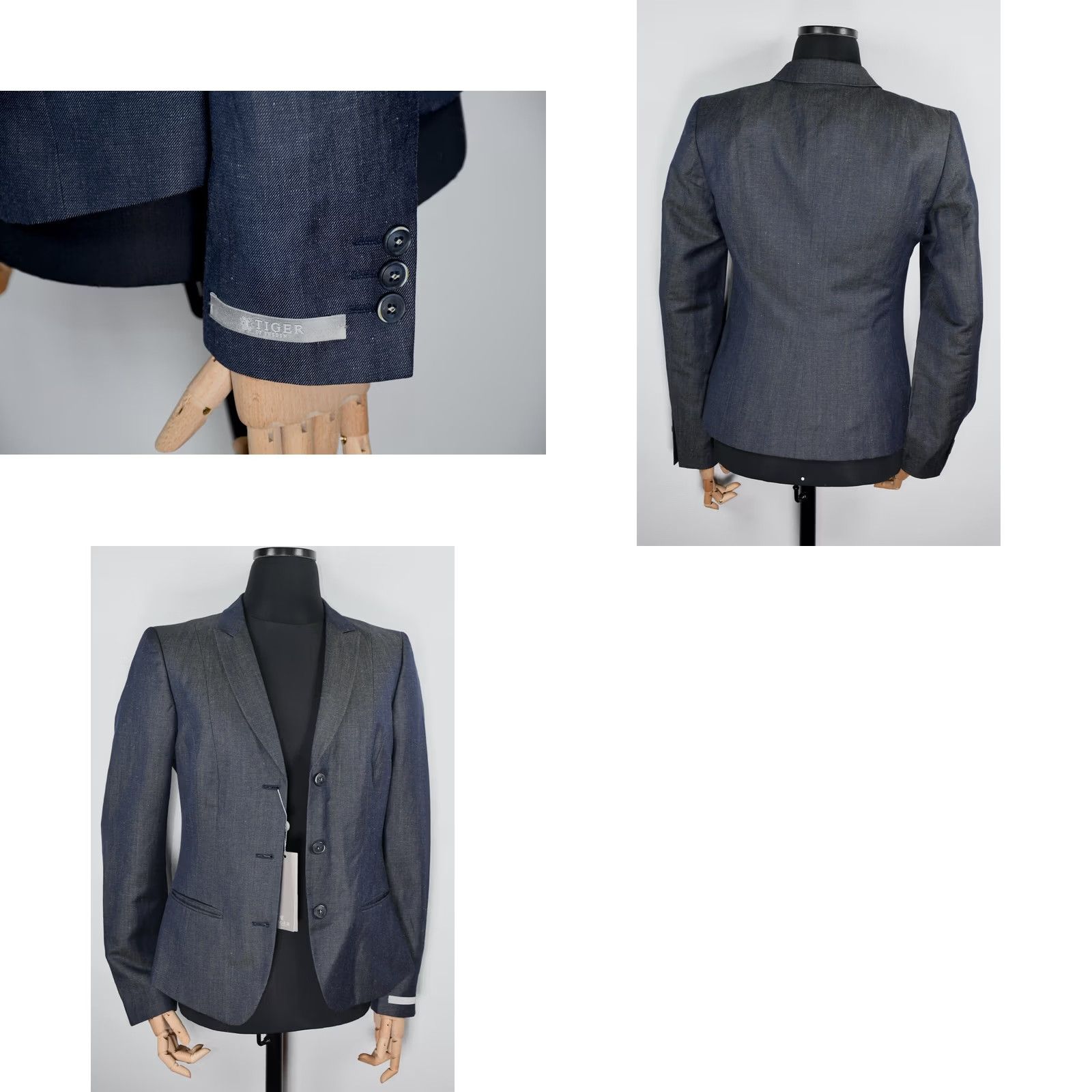 Tiger of Sweden Tiger of Sweden Blazer Shirt Woman 38 Blue Wool/Linen Chest 47cm Length 61cm Vintage No Size XS / US 0-2 / IT 36-38 - 8 Thumbnail