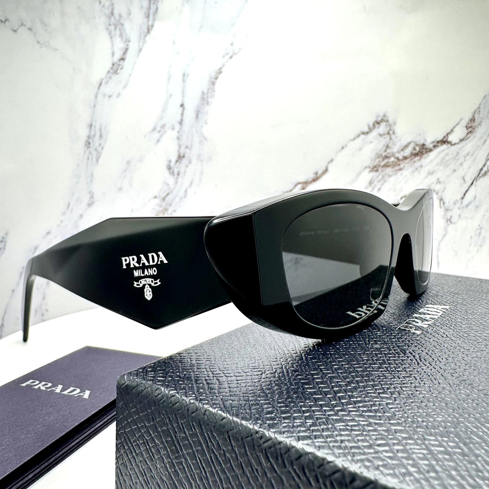 Prada New PRADA Sunglasses Black Oval Cat Eye Symbole Logo Size ONE SIZE - 2 Thumbnail