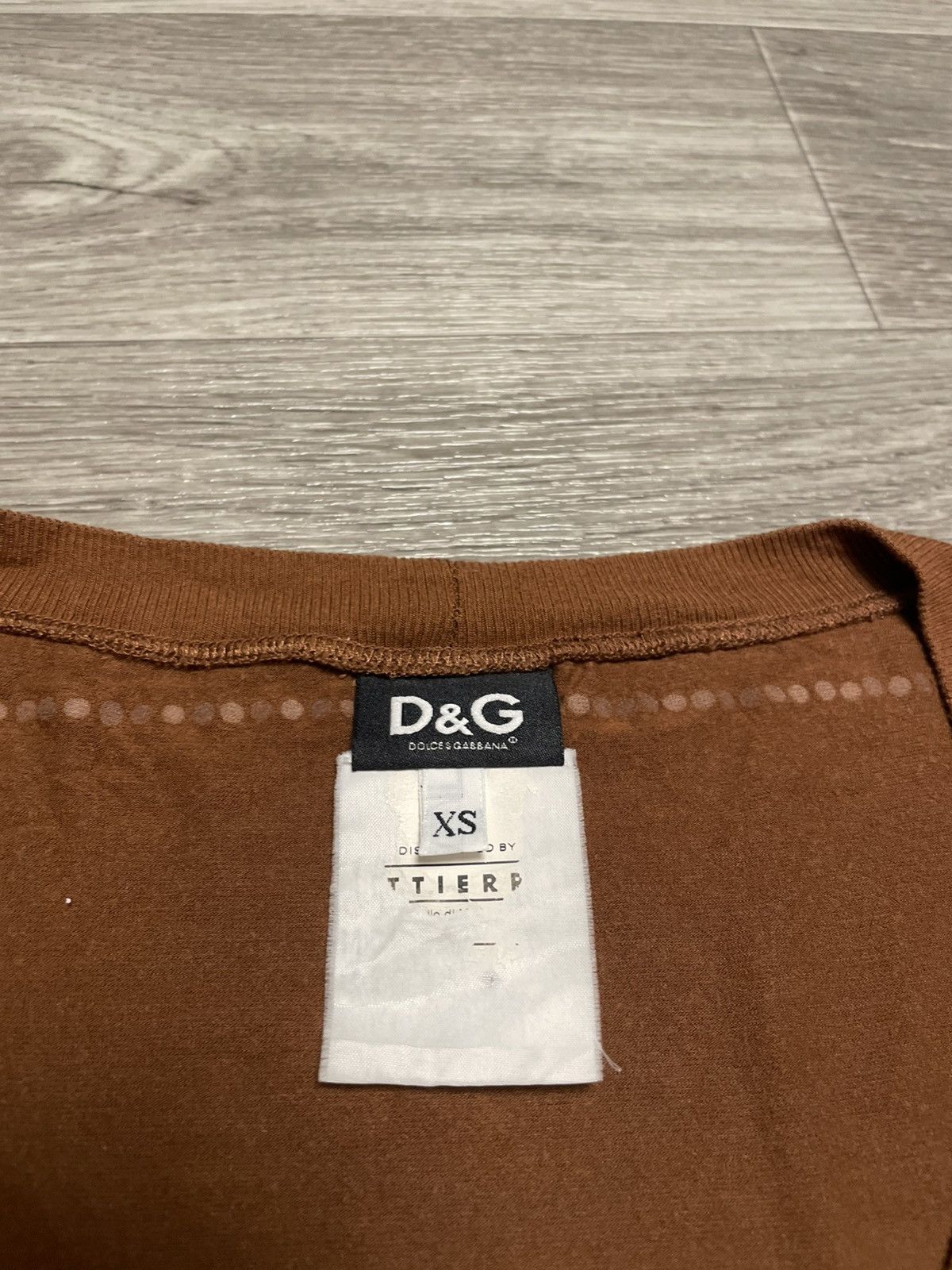 Dolce & Gabbana Y2K DG Dolce Gabbana Brown Rhinestone Logo Long Sleeve Top Size XS / US 0-2 / IT 36-38 - 16 Thumbnail