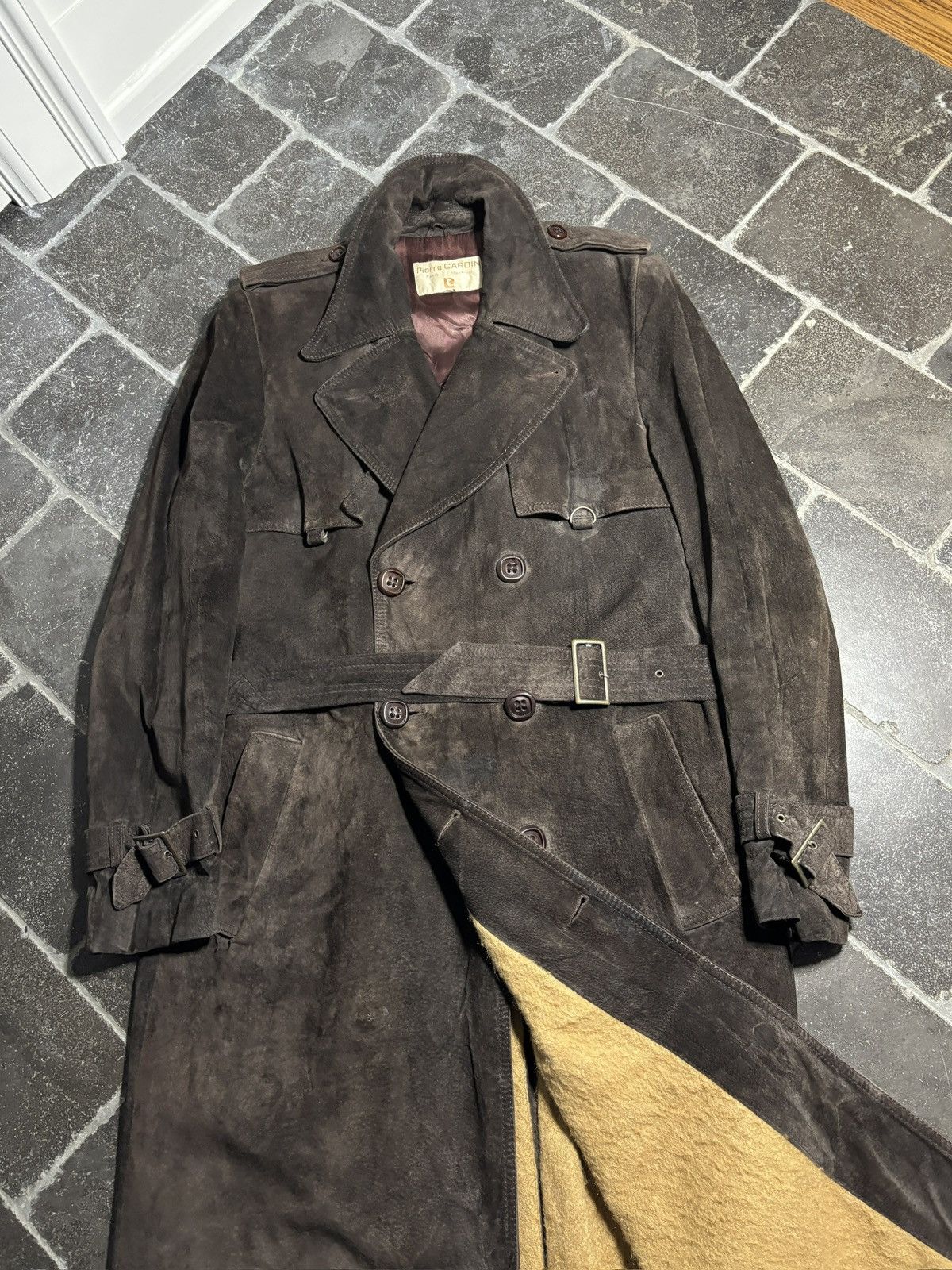 Pierre Cardin 1970s Pierre Cardin Vintage Leather Jacket Suede Trench Coat Size US S / EU 44-46 / 1 - 13 Thumbnail