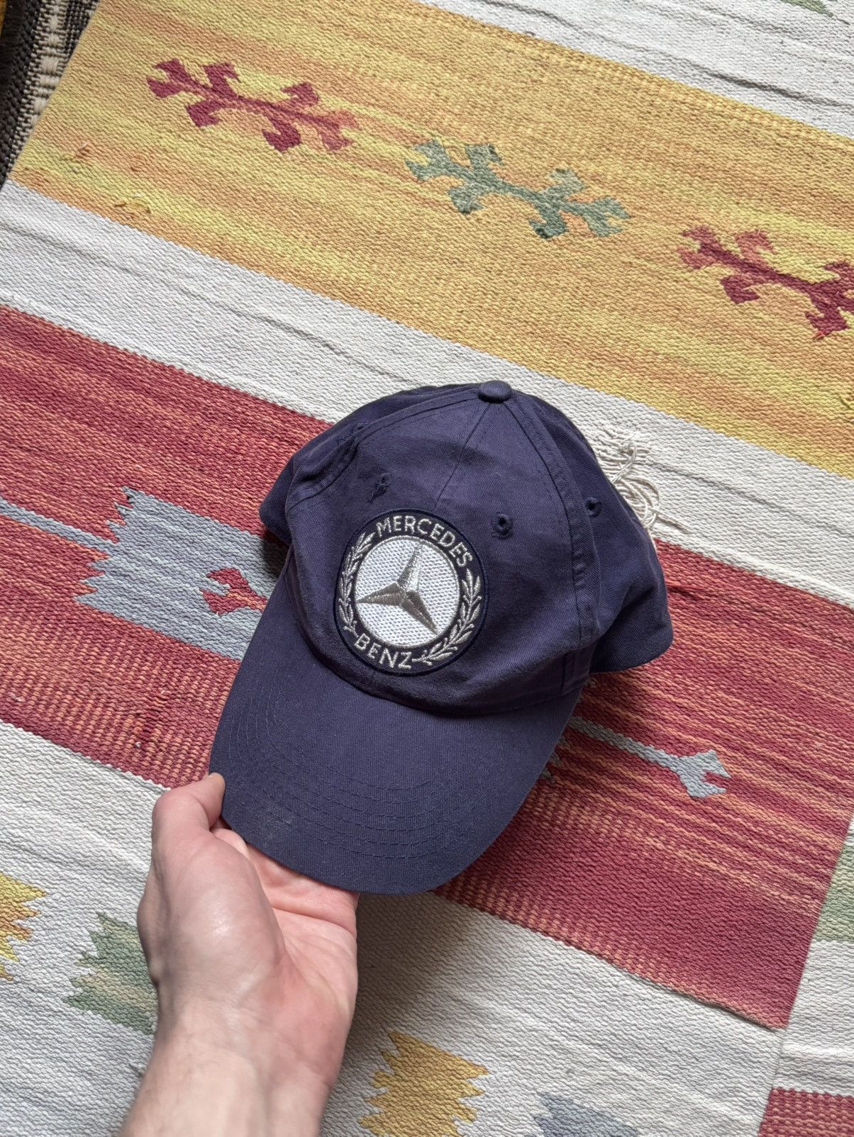 Mercedes-Benz Vintage 90’s Mercedes Benz Sunfaded y2k Racing Navy Hat Size ONE SIZE - 4 Thumbnail