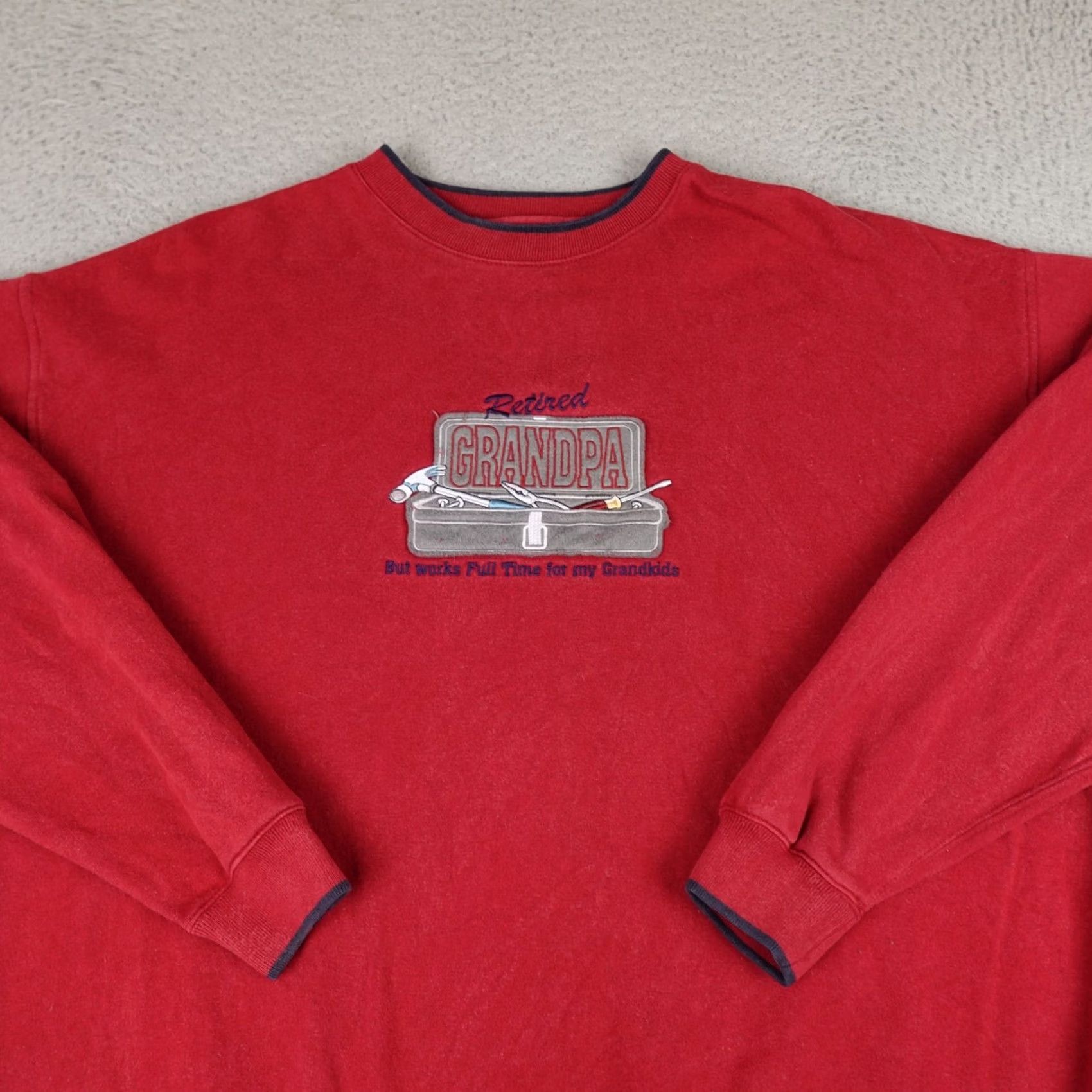 Vintage VINTAGE M & C SPORT Sweater Mens 2XL Red Crewneck Embroidered Tools Pullover Knit Crew Neck Size US XXL / EU 58 / 5 - 4 Thumbnail