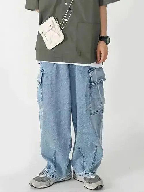Japanese Brand × Vintage Baggy Cargo Jeans Trousers Wide Leg Hip Hop Style y2k Size US 36 / EU 52 - 4 Thumbnail
