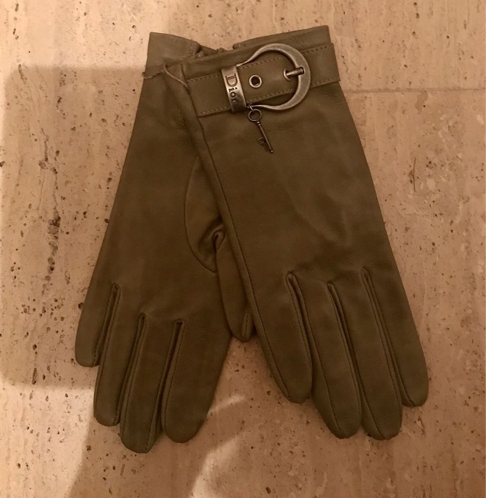 Dior Christian Dior Vintage Leather Olive Gloves Size ONE SIZE - 5 Thumbnail