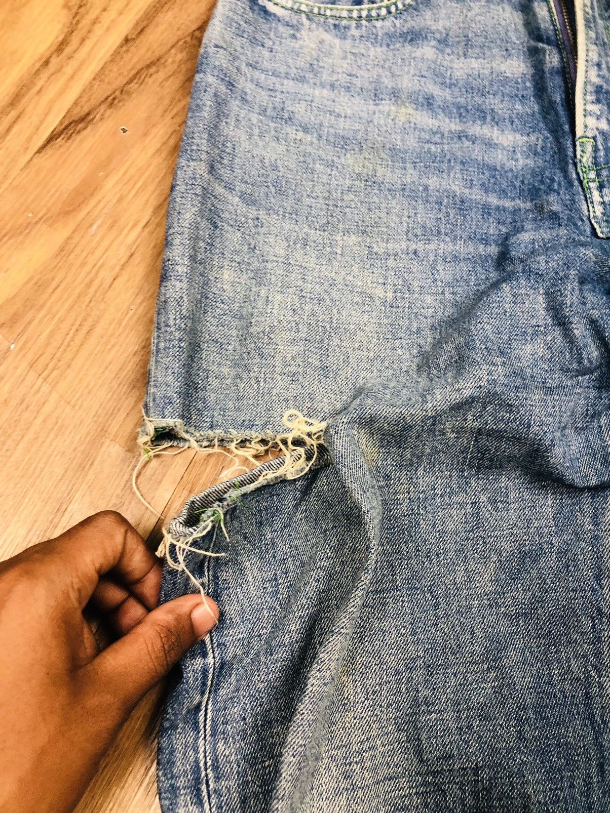 If Six Was Nine WCJ Wide-Leg Ripped Jeans - Unique Thigh Cutout Denim (40) Size US 26 / EU 42 - 7 Thumbnail