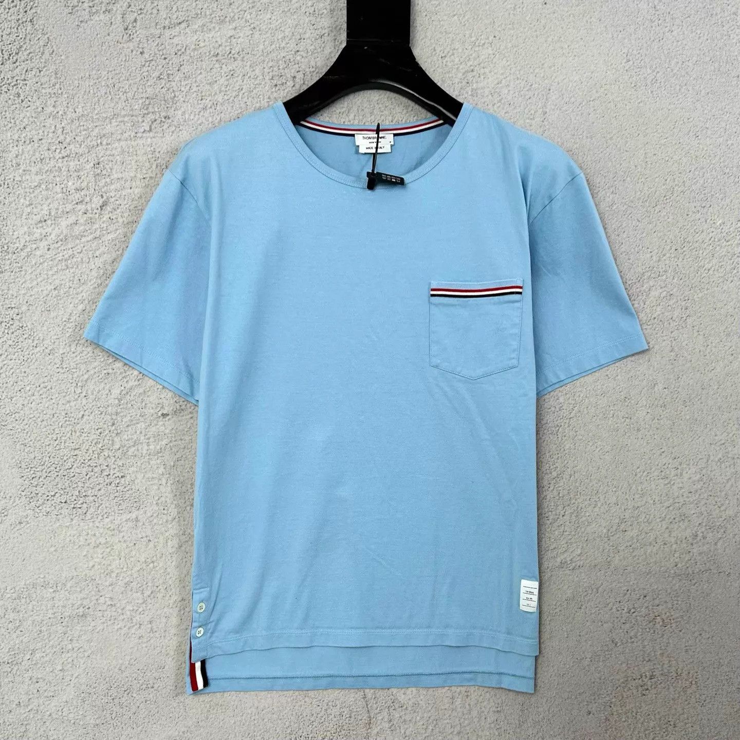Thom Browne TB Men's LightBlue StripedPocket ShortSleeve Tee 3 Size US L / EU 52-54 / 3 - 1 Thumbnail