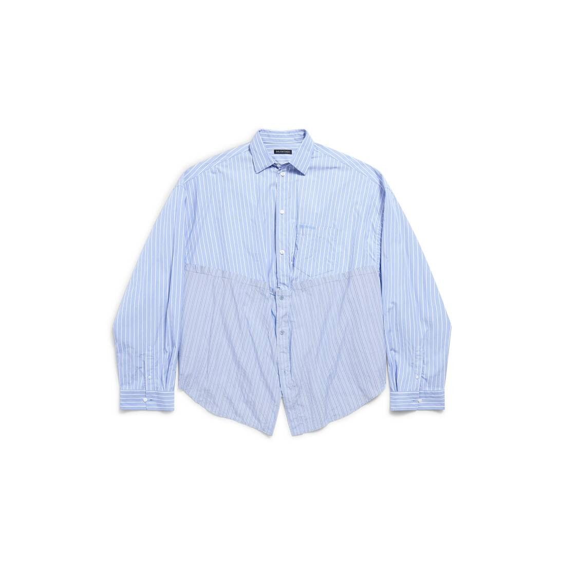Balenciaga o1bcso1str0326 Cut Up Shirt Oversized in Blue Size L / US 10 / IT 46 - 1 Thumbnail