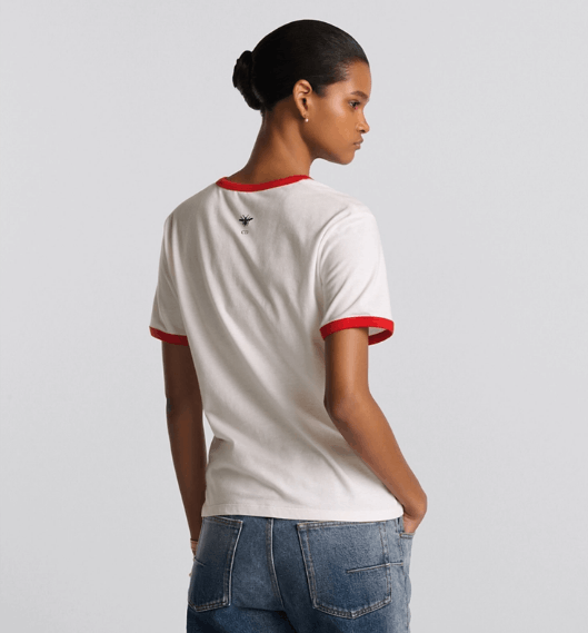 Dior o1w1db11225 453T40 T-Shirt in White/Red Size L / US 10 / IT 46 - 5 Thumbnail