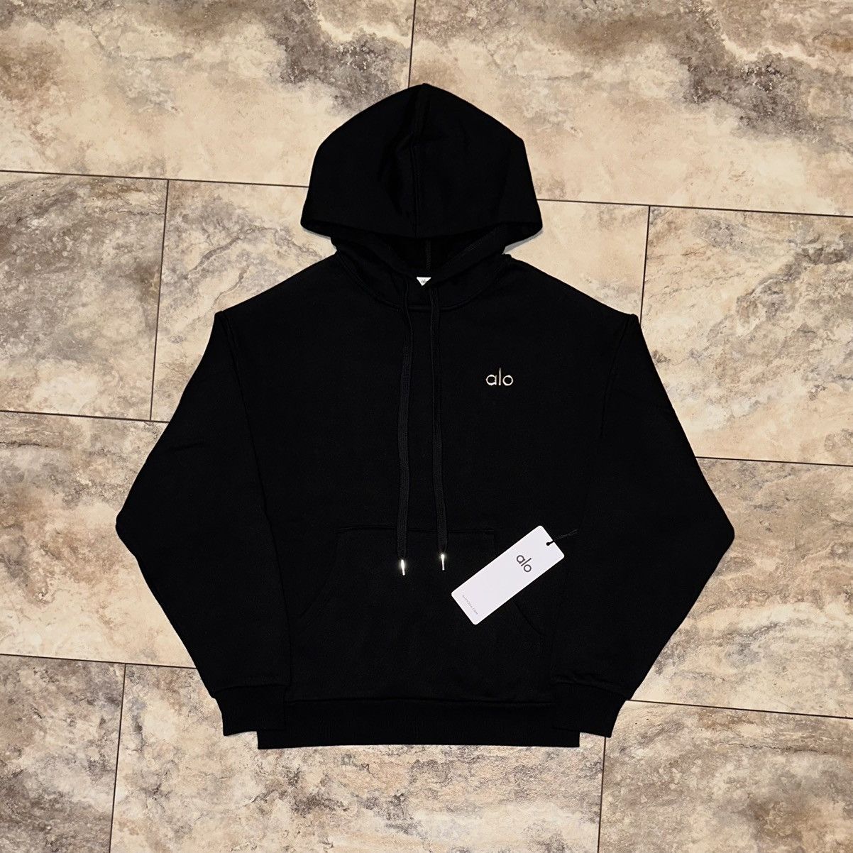 Alo Alo Yoga Accolade Hoodie Pullover Logo Sweatshirt Black XS Size XS / US 0-2 / IT 36-38 - 1 Thumbnail