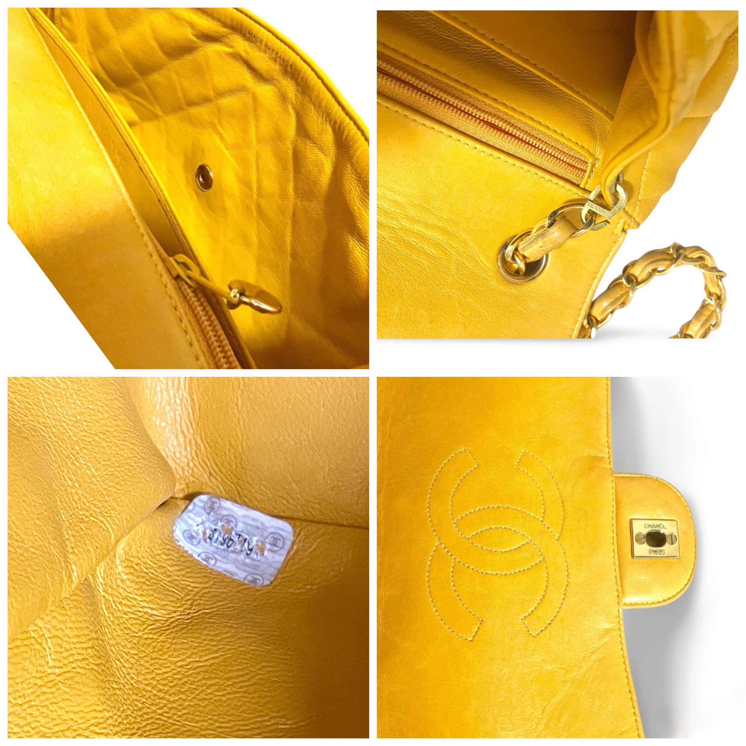 Chanel Vintage Chanel 2.55 bag, large size shoulder bag in yellow Size ONE SIZE - 8 Thumbnail