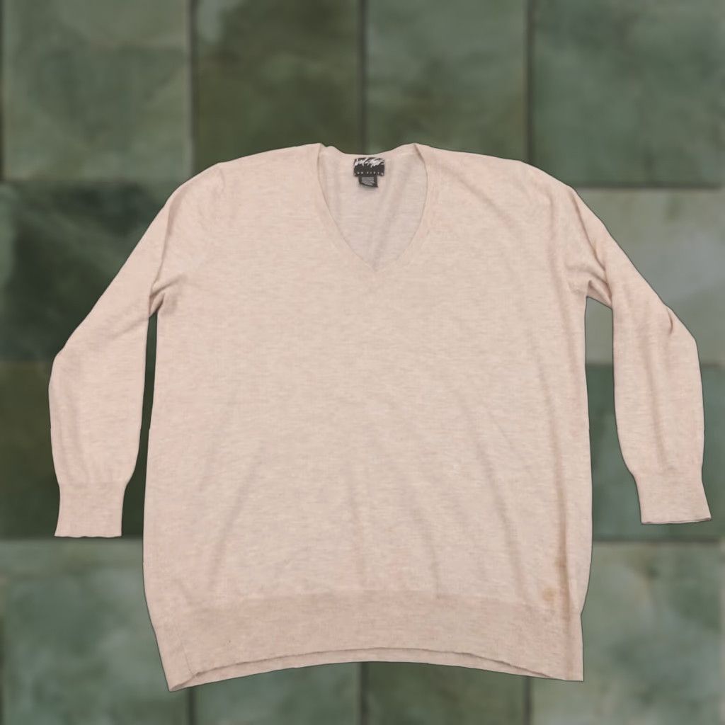 Lord & Taylor Lord Taylor Womens Sweater XL Extra Large Beige V Neck Pullover Size XL / US 12-14 / IT 48-50 - 1 Thumbnail