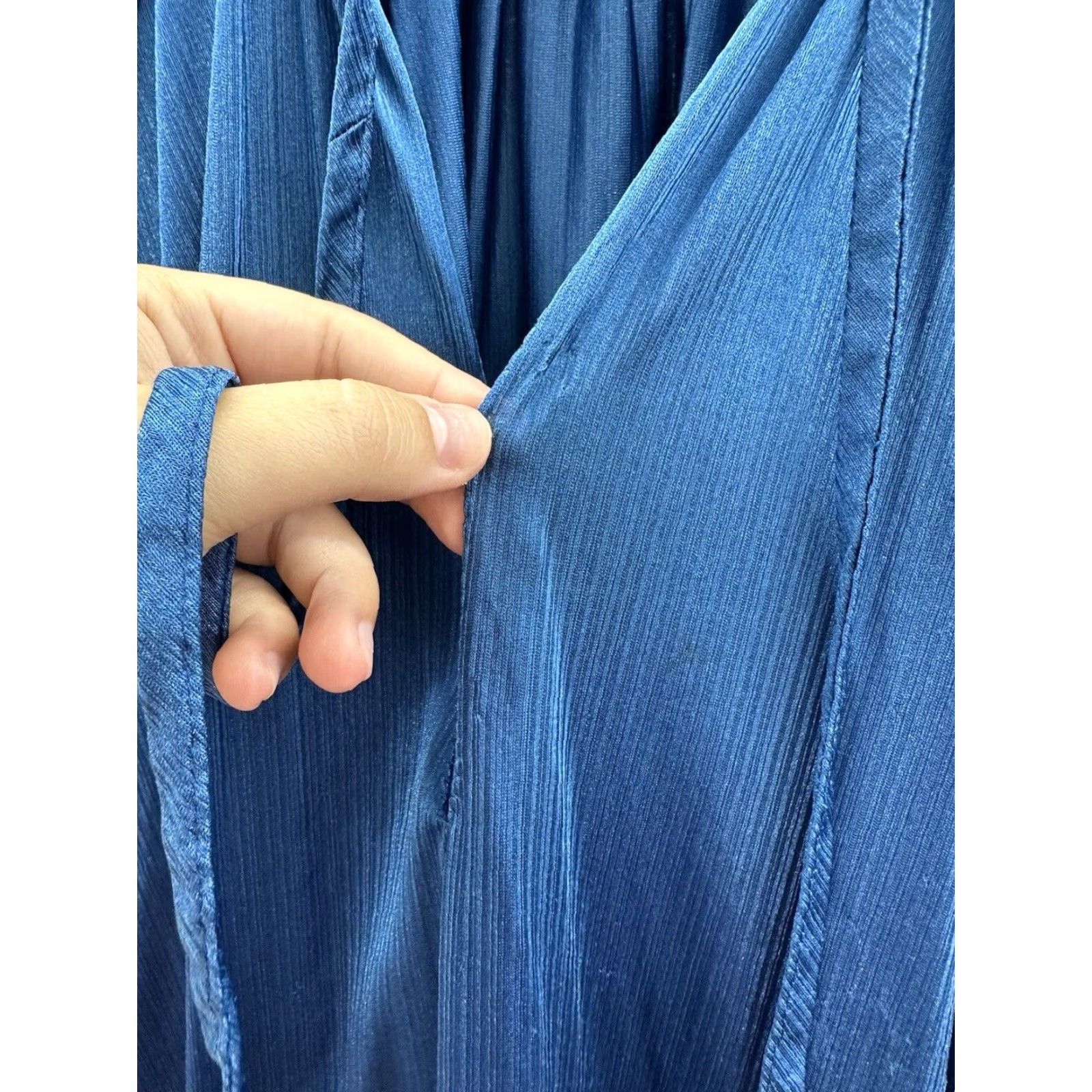 CO Barad & Co Womens Nightgown One Size Blue Silky Nylon Maxi Vintage House Dress Size ONE SIZE - 3 Thumbnail