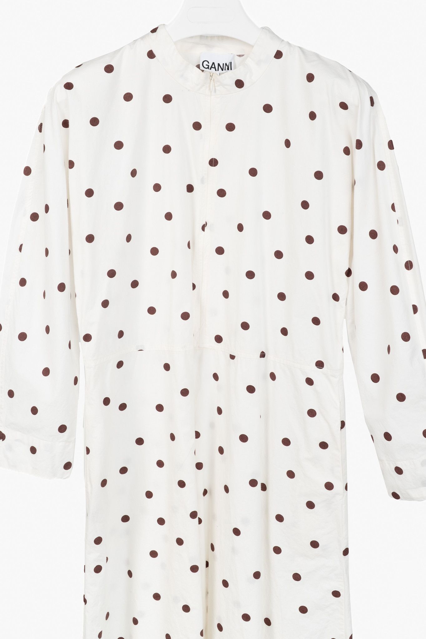 Ganni Ganni SS/20 White Polka-Dot Cotton-Poplin Midi Dress Size L / US 10 / IT 46 - 3 Thumbnail