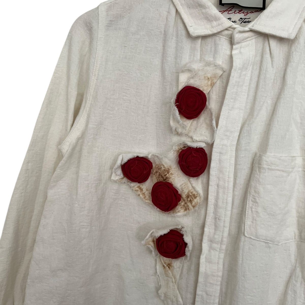 Japanese Brand Ditto catch raw linen patched shirt Size US S / EU 44-46 / 1 - 3 Thumbnail