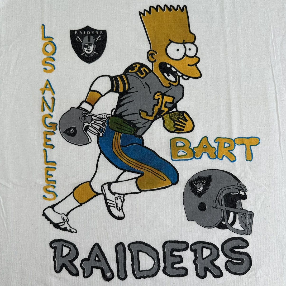 NFL Vintage 90s Los Angeles Raiders Bart Simpson tee very rare Size US XL / EU 56 / 4 - 2 Thumbnail