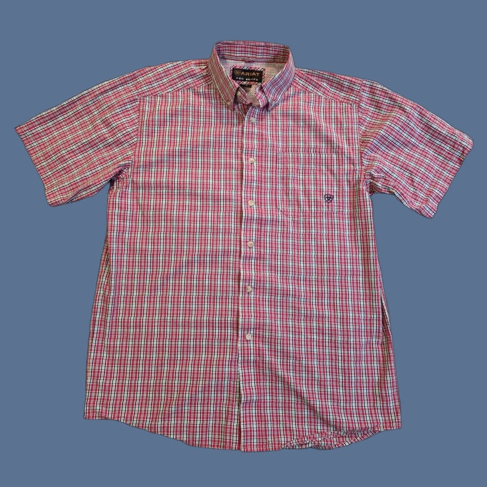 Ariat Ariat Pro Series Short Sleeve Button Down Pocket Shirt Red Plaid Men's M Size US M / EU 48-50 / 2 - 1 Thumbnail