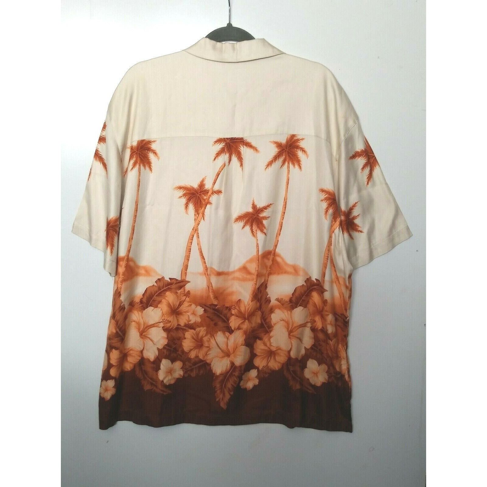 Jos. A. Bank Jos A Bank Mens Silk Hawaiian Shirt XL Button Up Cream Brown Size US XL / EU 56 / 4 - 2 Thumbnail