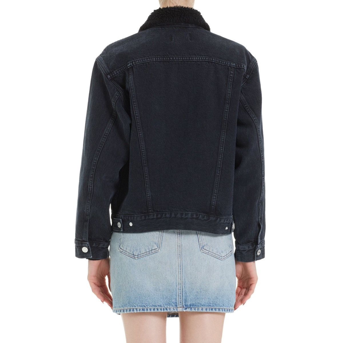 Agolde AGOLDE Harper Sherpa Collar Washed Black Denim Jacket Size XS / US 0-2 / IT 36-38 - 2 Thumbnail