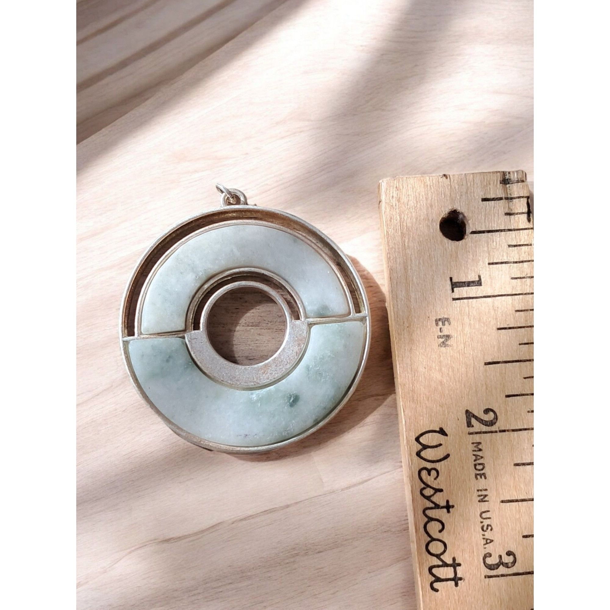 Other Jade Bi-Disc Pendant in Silver Frame. 2"x 2" Size ONE SIZE - 3 Thumbnail