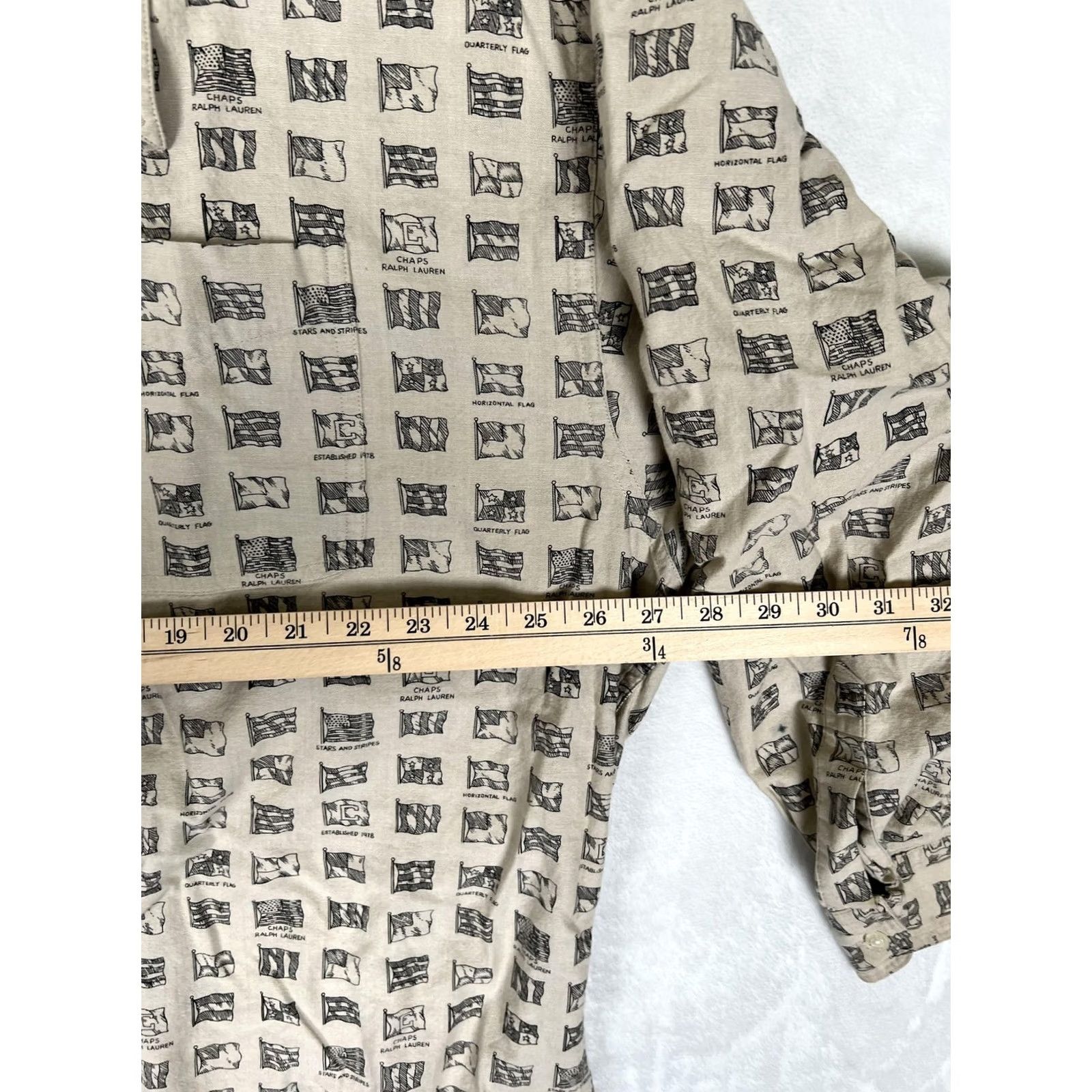Ralph Lauren VINTAGE Chaps Ralph Lauren Shirt Mens 2XL Beige Flag Print Long Sleeve Button Up Size US XXL / EU 58 / 5 - 5 Thumbnail