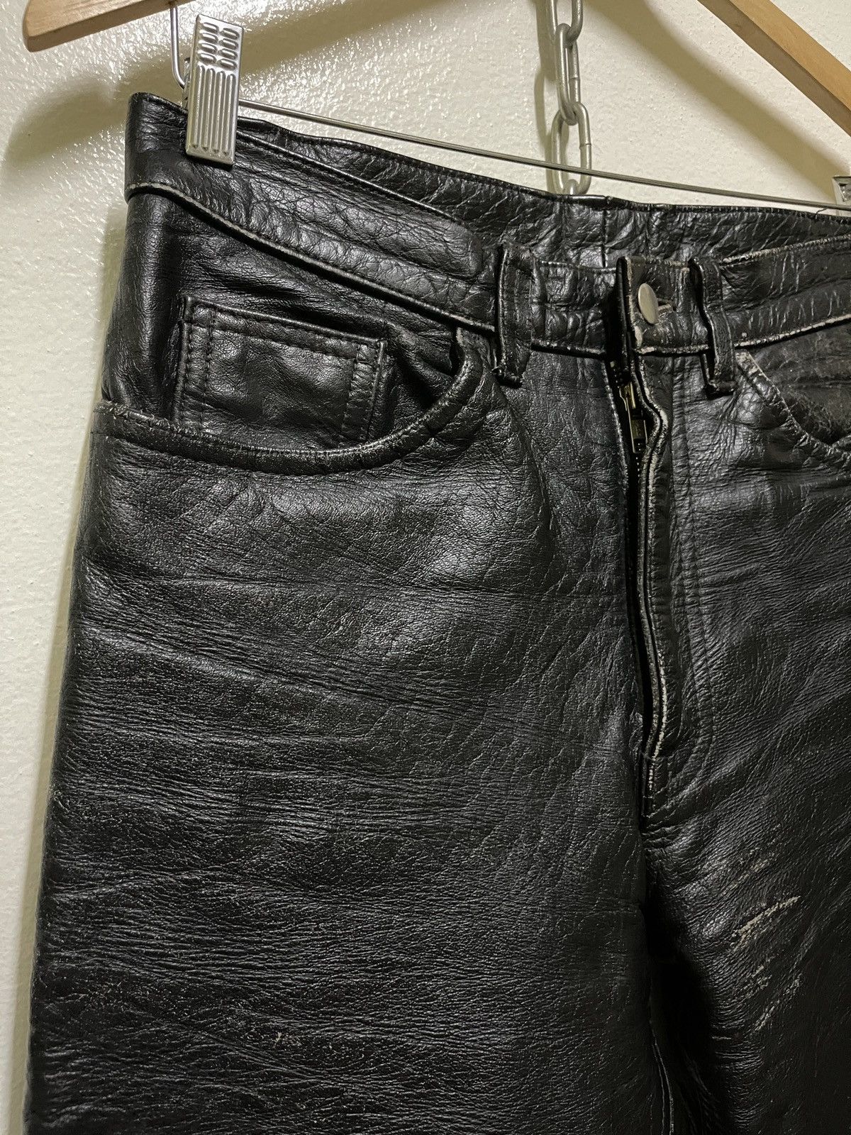 Genuine Leather × Vintage Leather Pants Biker Size US 29 - 2 Thumbnail