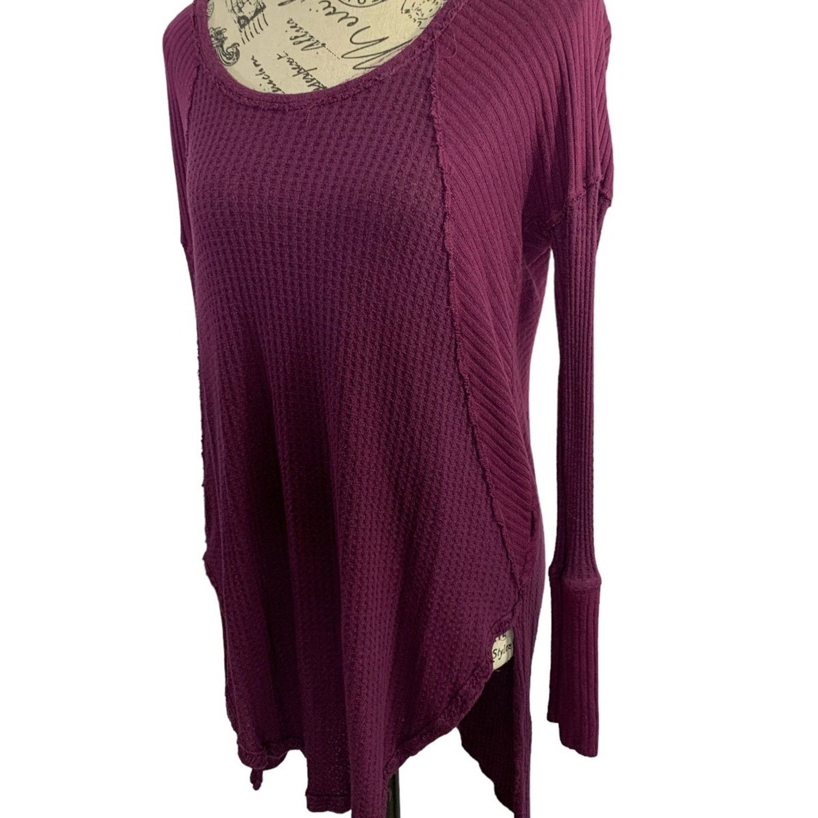 Free People Free People Women’s Small Top Thermal Purple Long Sleeves Size S / US 4 / IT 40 - 4 Thumbnail