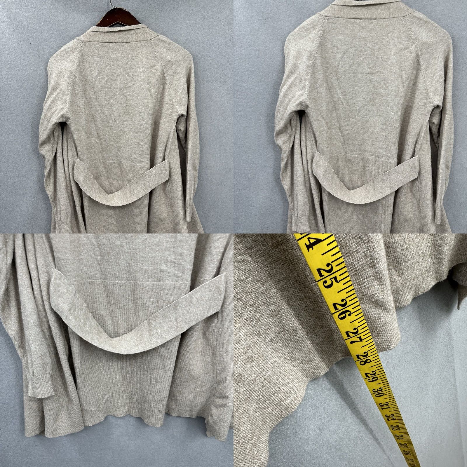 Vintage Laju Los Angeles Womens Cardigan Sweater M Beige Belted Draped Quiet Luxury Shirt/Top? Size M / US 6-8 / IT 42-44 - 9 Thumbnail