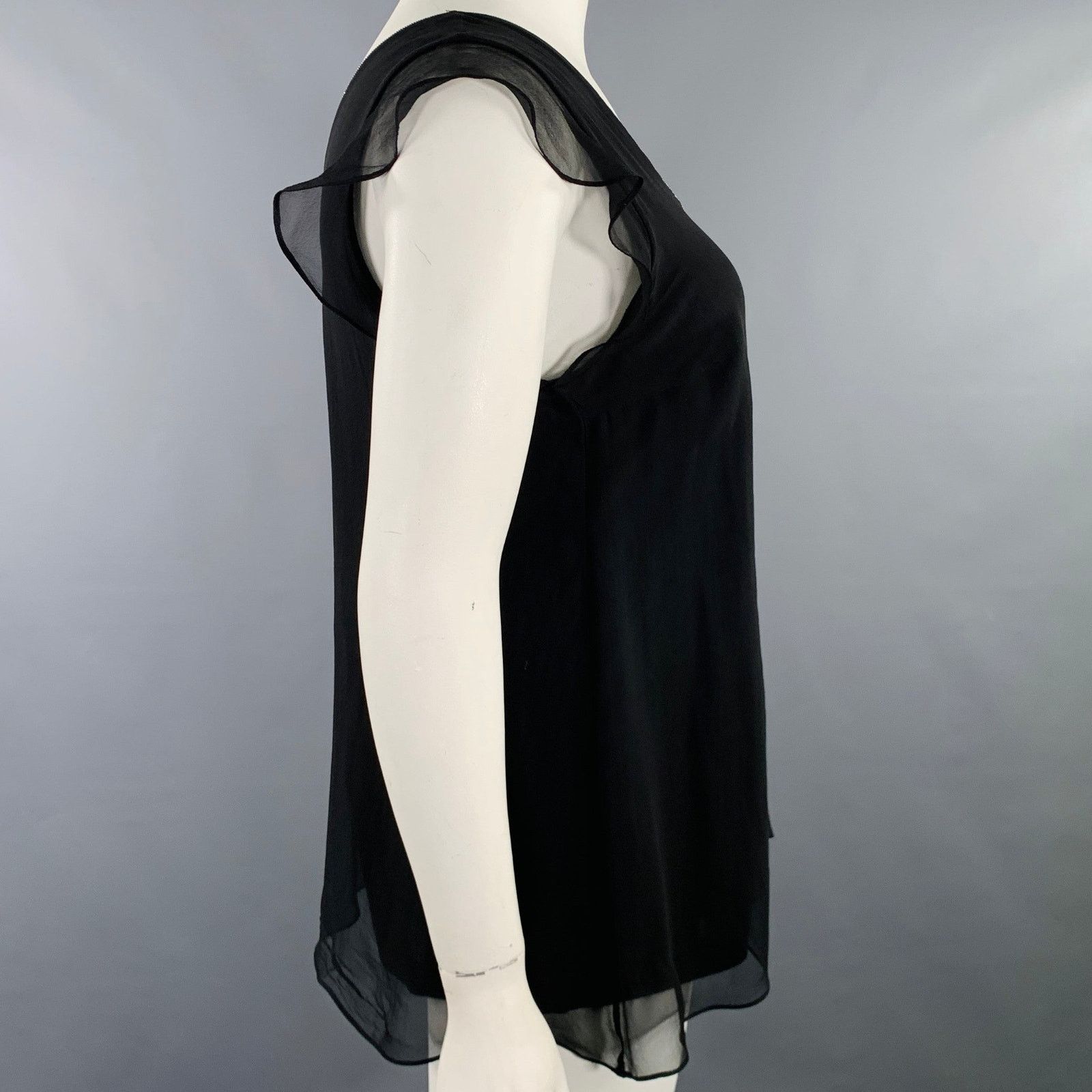 Brunello Cucinelli XL Black Silver Silk Monili Double Layer Dress Top Size XL / US 12-14 / IT 48-50 - 3 Thumbnail