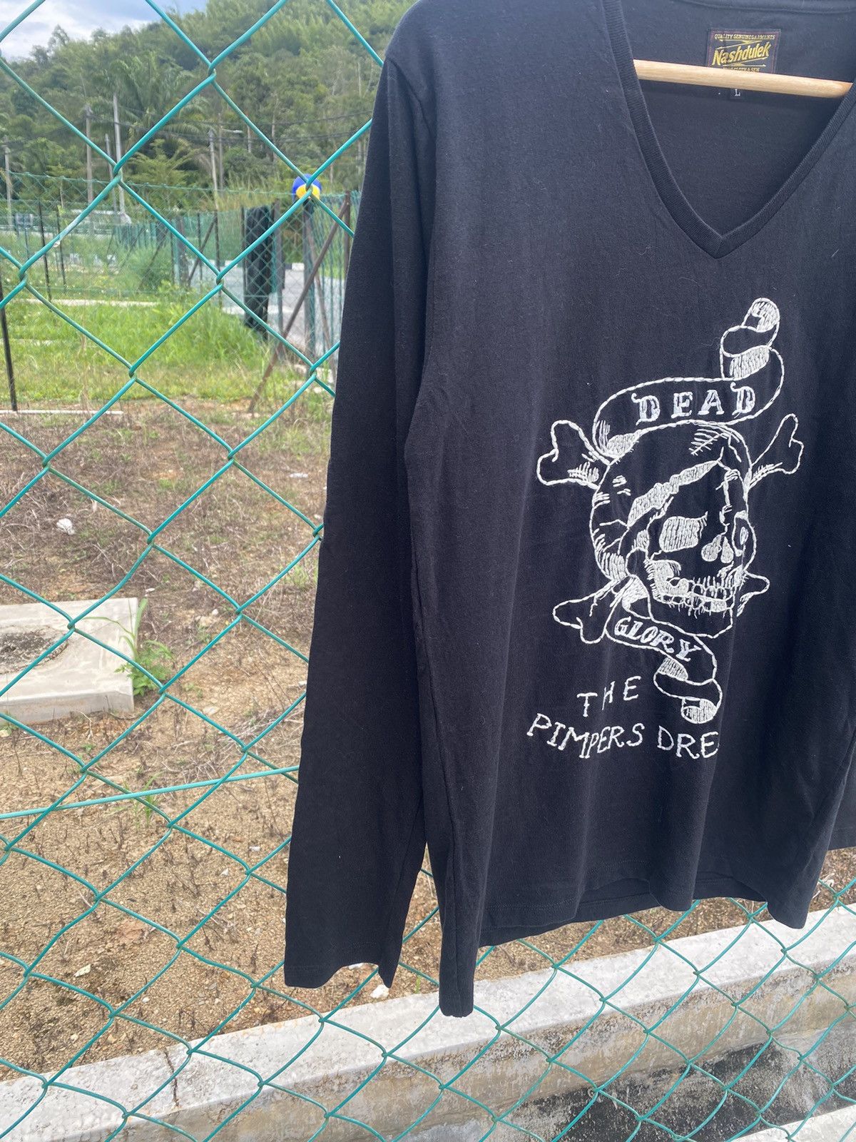 Japanese Brand Nashdulek The Pimpers Dream Embroidery Vneck Tee Size L / US 10 / IT 46 - 3 Thumbnail
