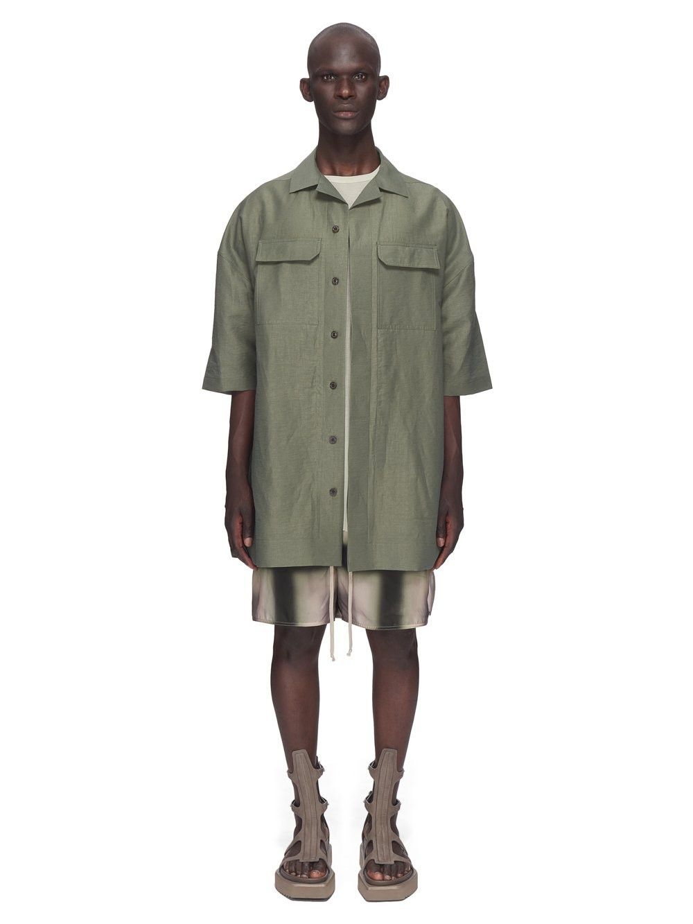 Rick Owens o1y0325 Linen Shirt in Green Size US S / EU 44-46 / 1 - 6 Thumbnail