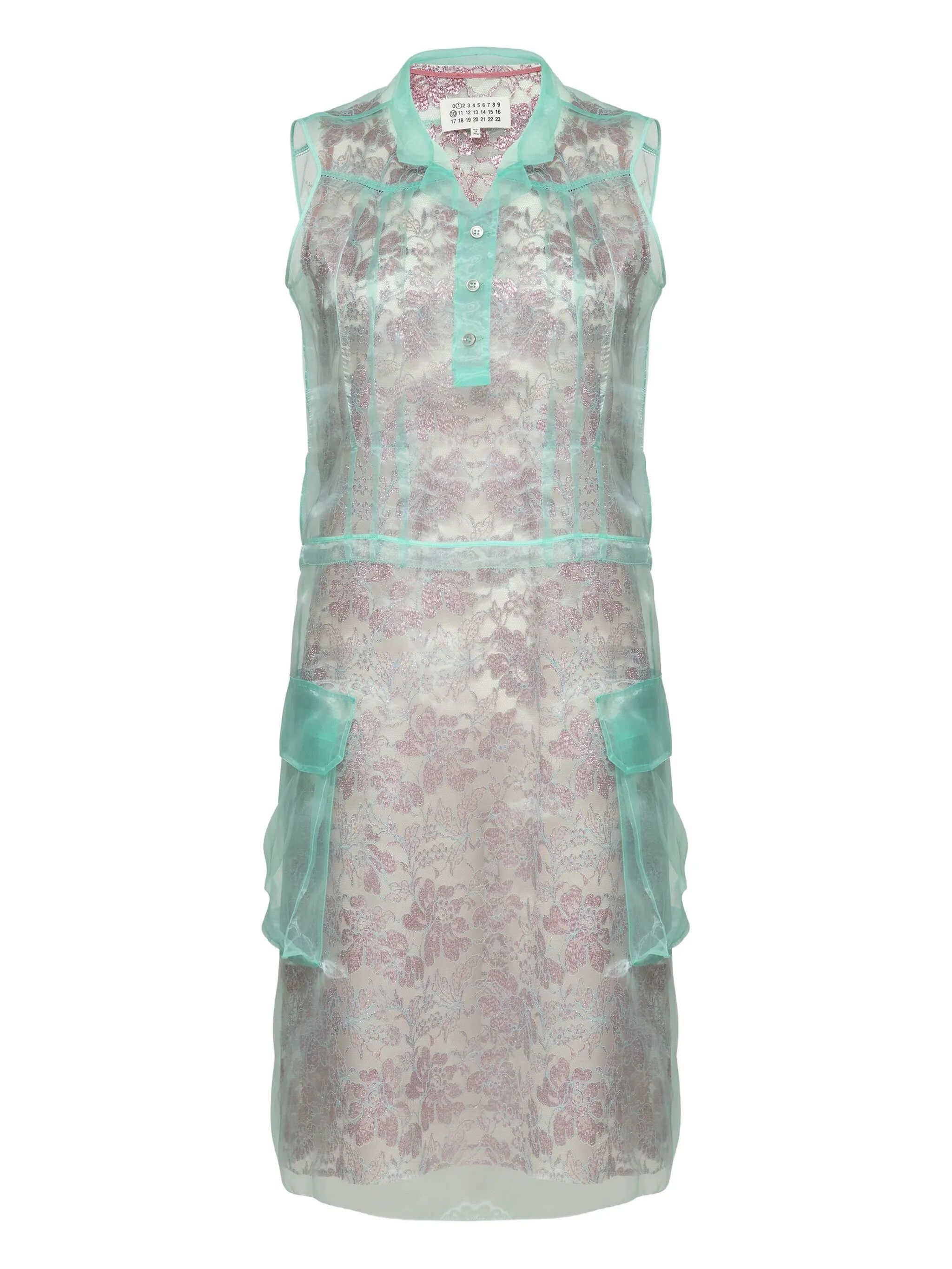 Maison Margiela o1w1db10526 Ayered Mini Dress in Green/Grey Size XS / US 0-2 / IT 36-38 - 1 Thumbnail