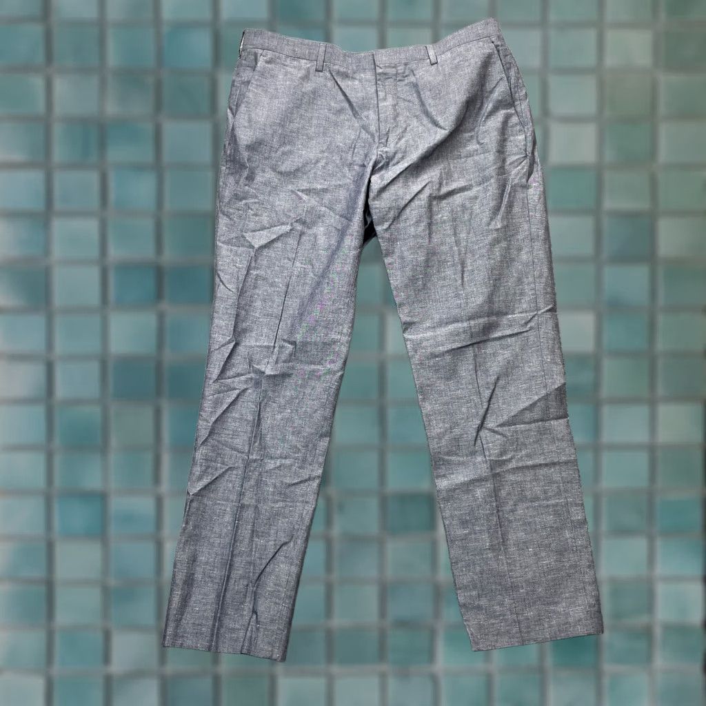 J.Crew J.CREW Pants Mens 34x30 Gray Slim Tapered Leg Dress Pants Cotton Linen Formal Shirt, 34x30, Slim Fit, Gray Size US 34 / EU 50 - 1 Thumbnail