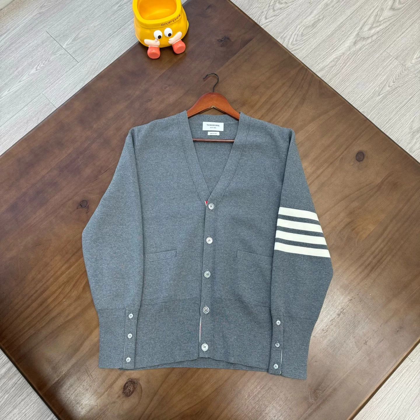 Thom Browne Classic Gray White Four Stripes Cardigan Size US XXL / EU 58 / 5 - 1 Thumbnail