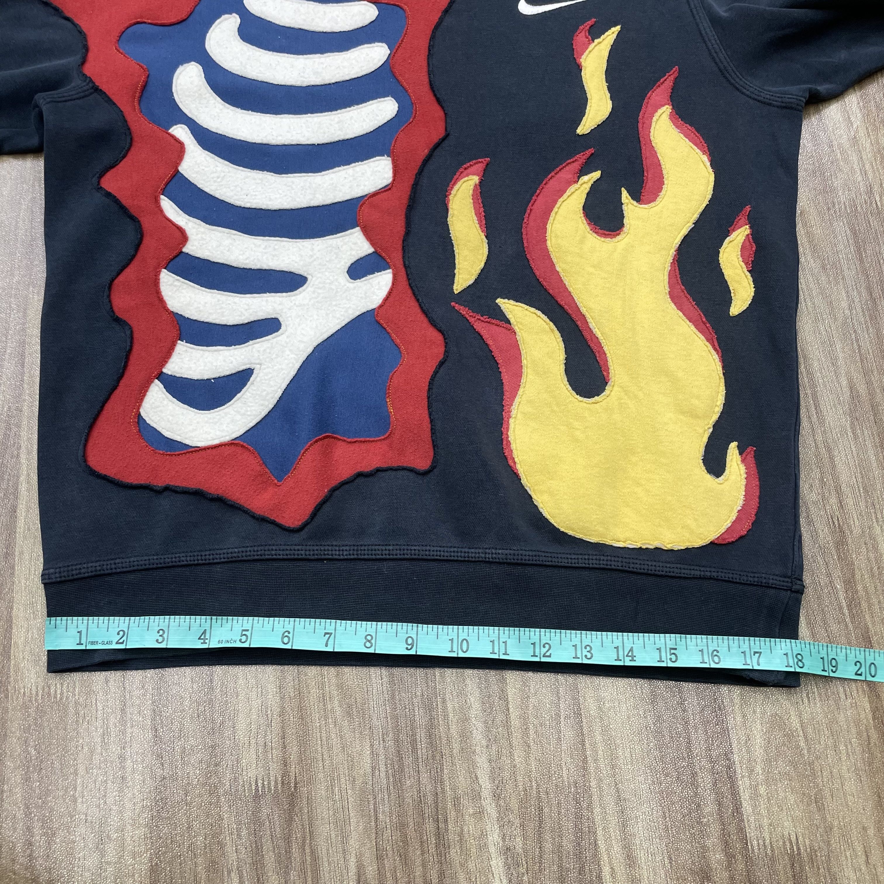 Vintage Custom Reworked Nike Skeleton Flame Patchwork Crewneck 1of1 Size US M / EU 48-50 / 2 - 11 Thumbnail