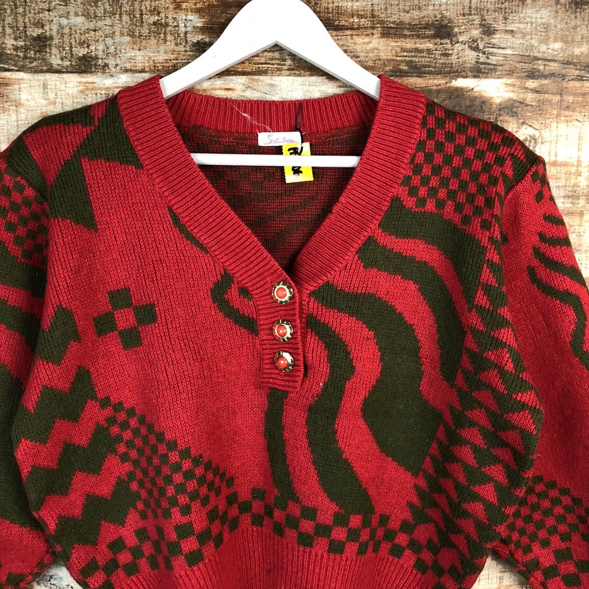 Homespun Knitwear × Japanese Brand × Vintage Self Suece Red vintage Knitwear #A1706 Size S / US 4 / IT 40 - 5 Thumbnail