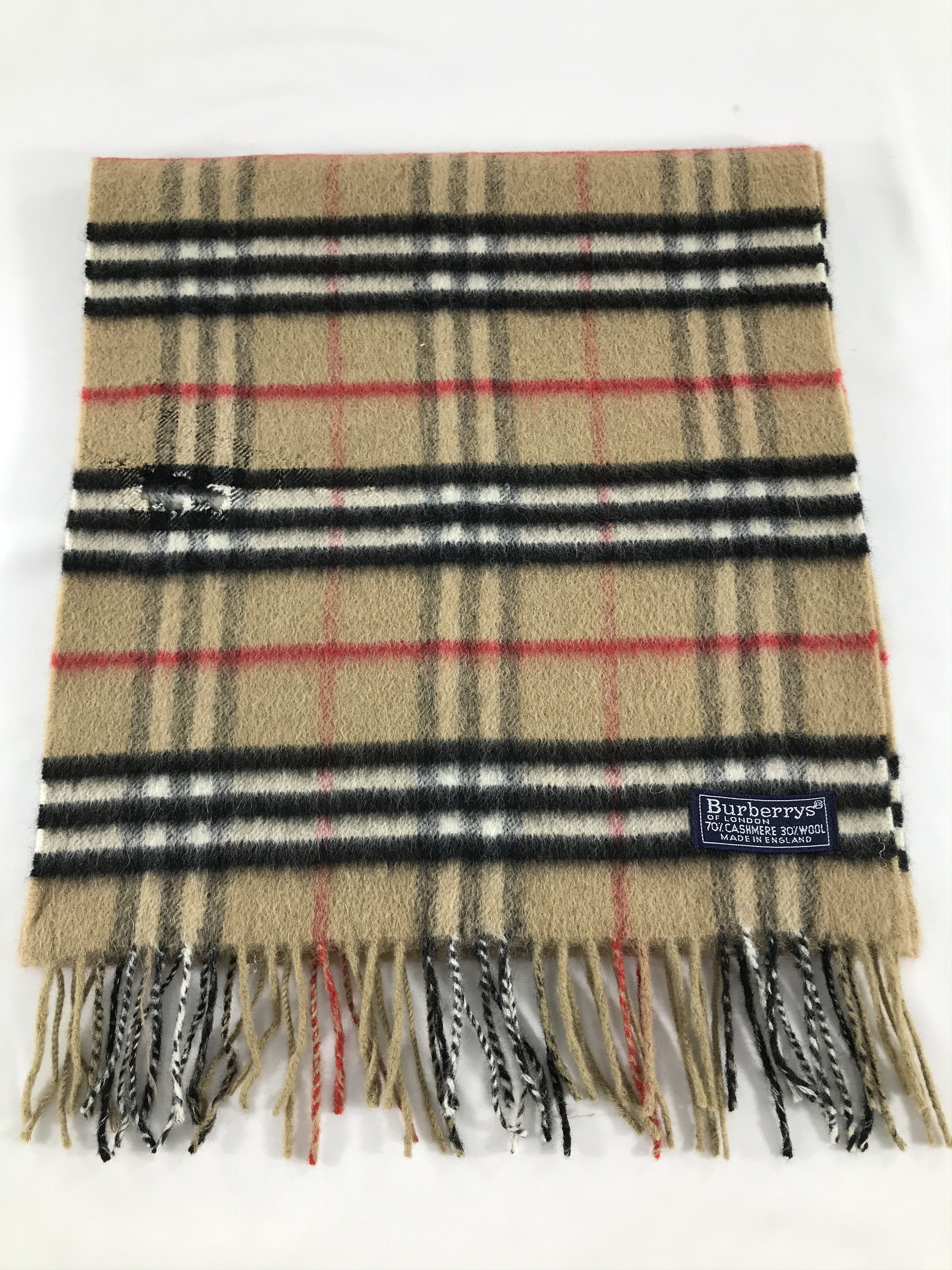 Burberry Burberrys Nova Check Tan Cashmere Wool Scarf Muffler V425 Size ONE SIZE - 2 Thumbnail