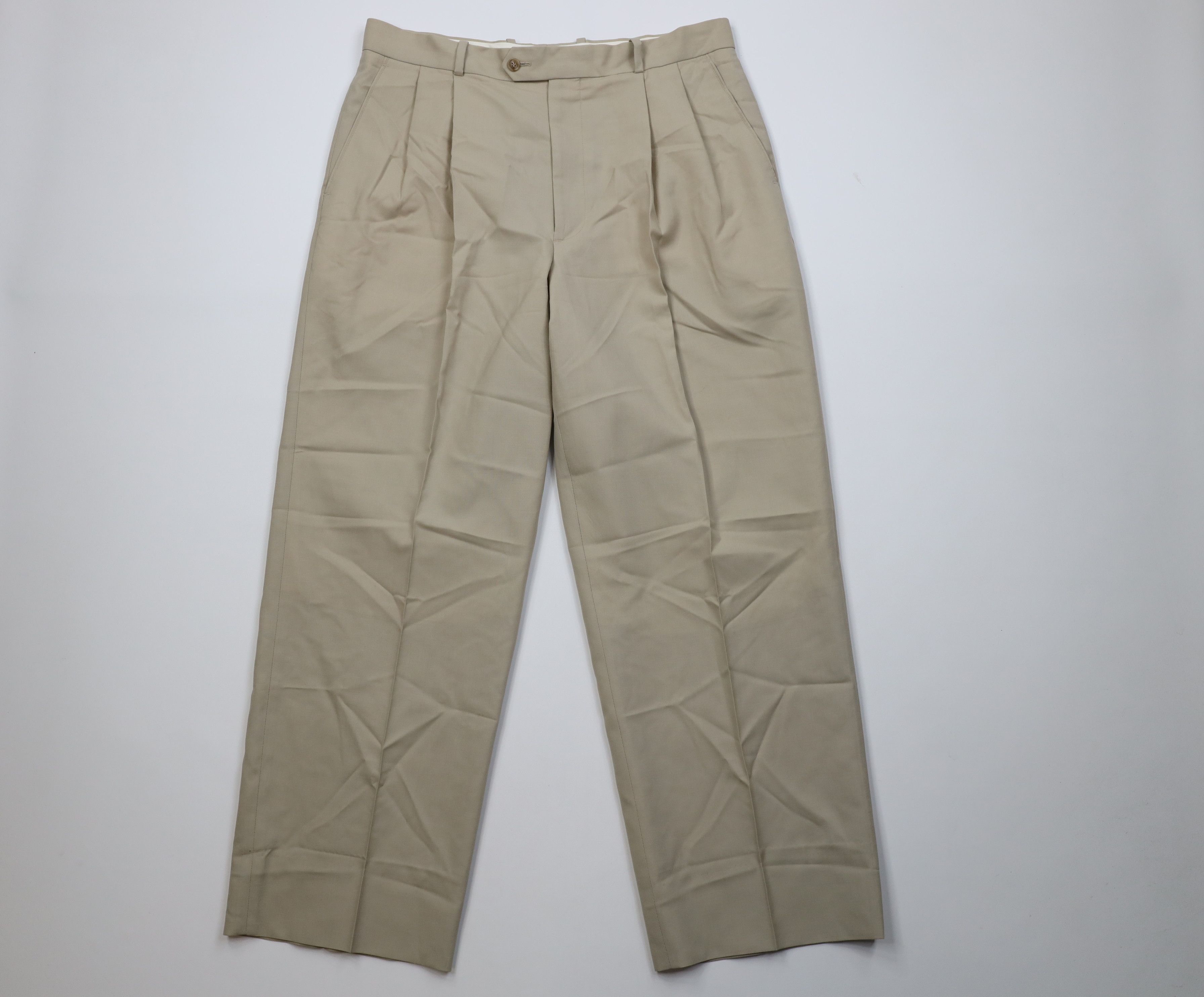 Pierre Balmain Vintage 90s Pierre Balmain Wool Knit Wide Leg Chino Pants Size US 35 - 1 Thumbnail