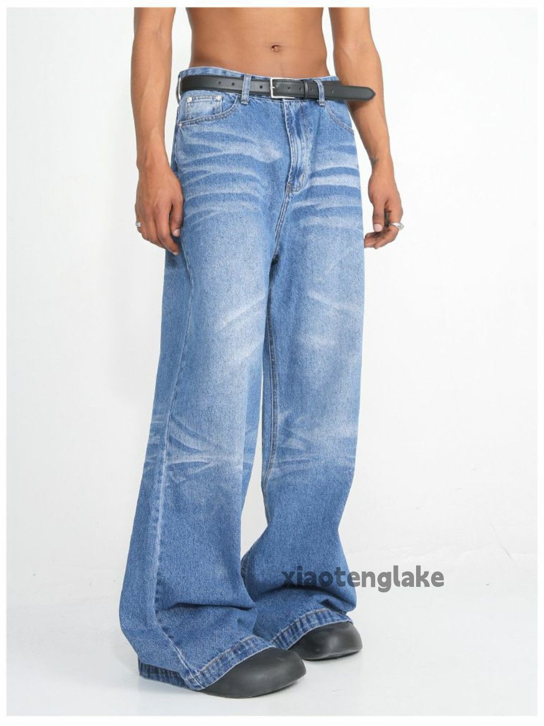 Jean × Vintage washed faded cleanfit yuppie loose baggy flared jeans Size US 32 / EU 48 - 2 Thumbnail