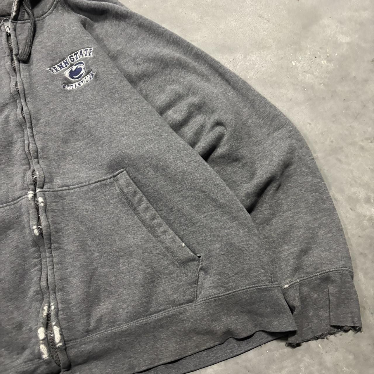 Japanese Brand × Vintage Crazy Vintage 90s Grey Penn State College Distressed Zip Up Hoodie! Size US L / EU 52-54 / 3 - 4 Thumbnail