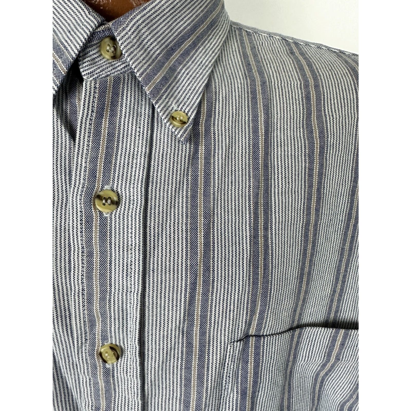 Vintage VINTAGE Reed St. James Oxford Shirt Men XLT TALL Navy Striped Wrinkle-Resistant Button Down Size US XL / EU 56 / 4 - 2 Thumbnail