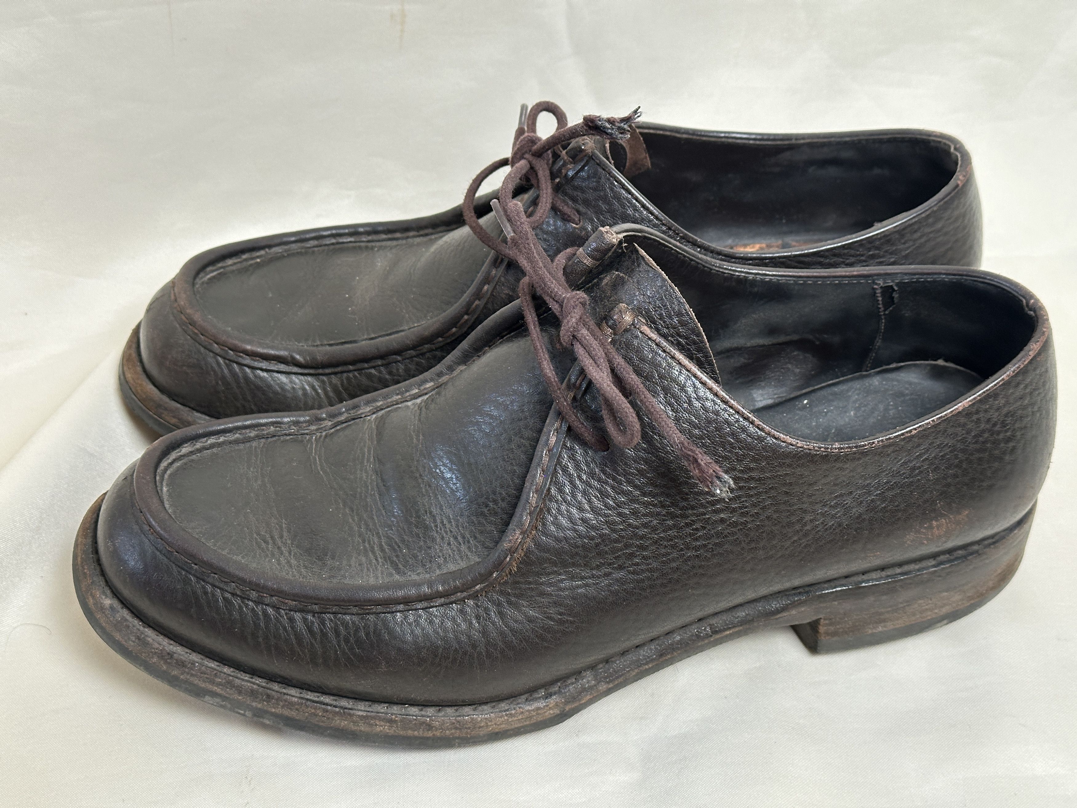 Prada Prada dark brown pebble grain leather moc-toe lace-up Size US 10 / EU 43 - 4 Thumbnail