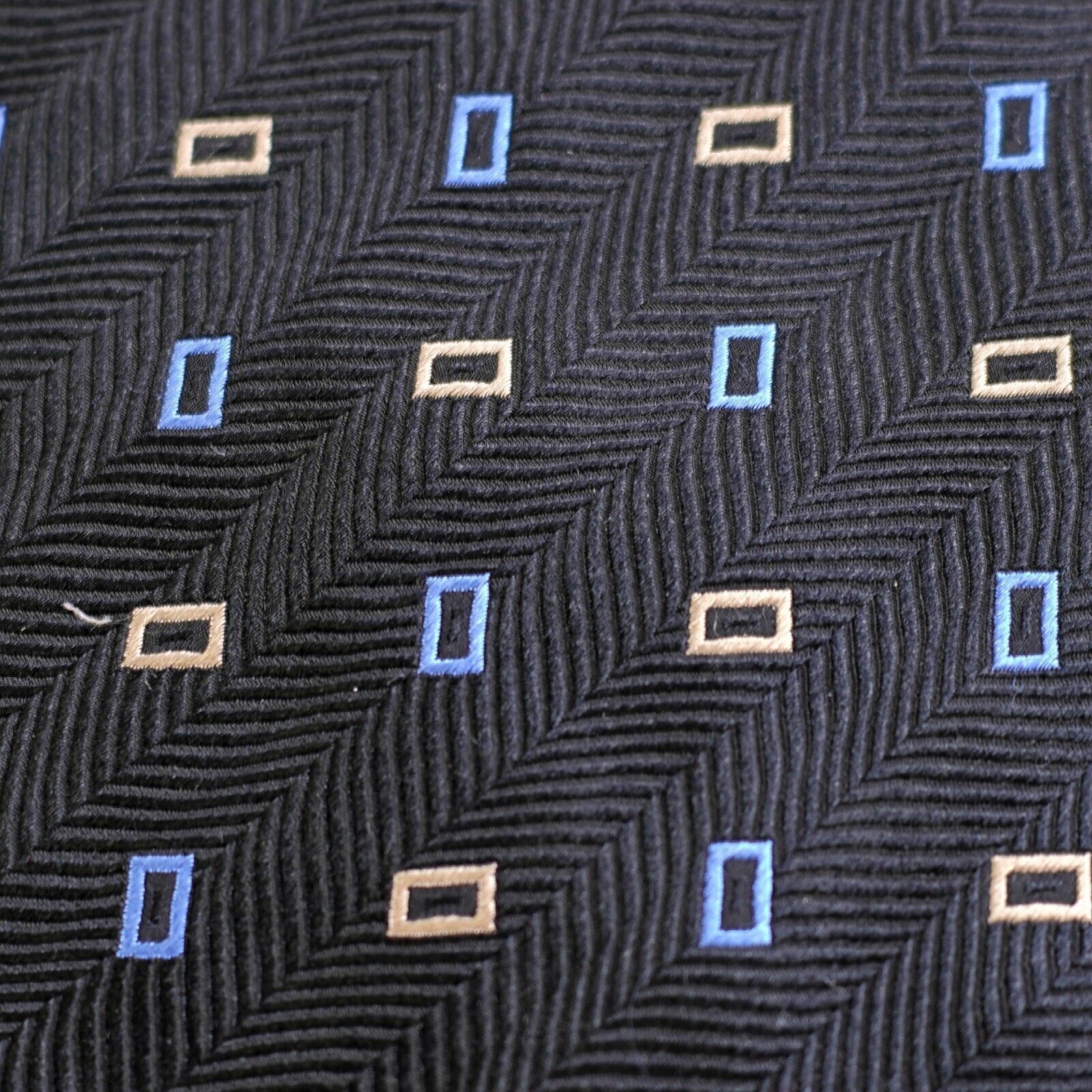 Designer Fusion Handmade Neckwear Black Herringbone Geometric Short W Size ONE SIZE - 2 Thumbnail