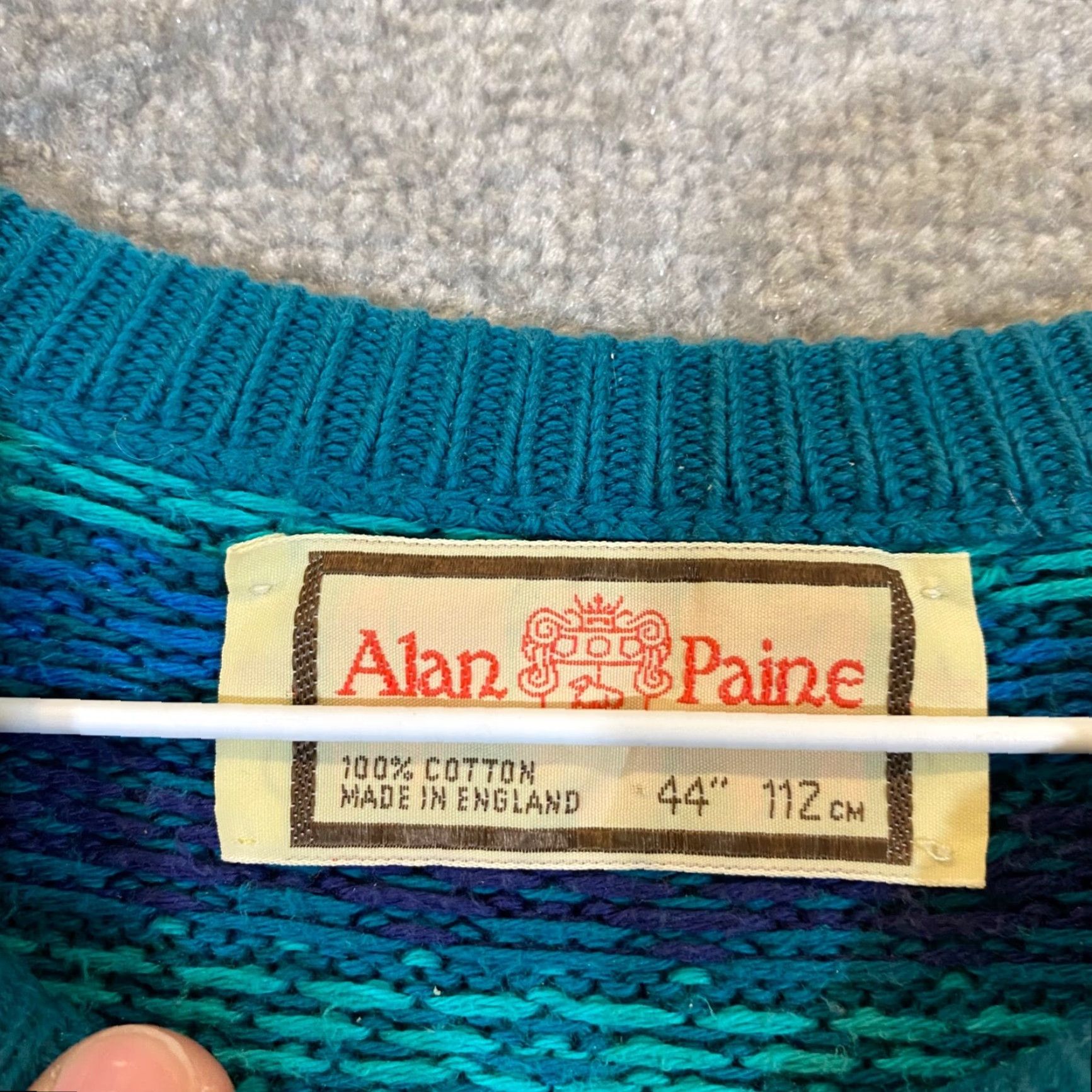 Vintage VINTAGE ALAN PAINE Sweater Mens Large 44 Blue Geometric Pullover Crewneck Jumper England Size US L / EU 52-54 / 3 - 2 Thumbnail